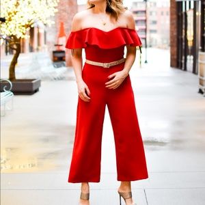 Red Off-the-shoulder Jumpsuit Formal